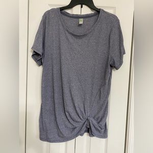 Green Tea XXL Knot Front Shirt. Bluish-gray.